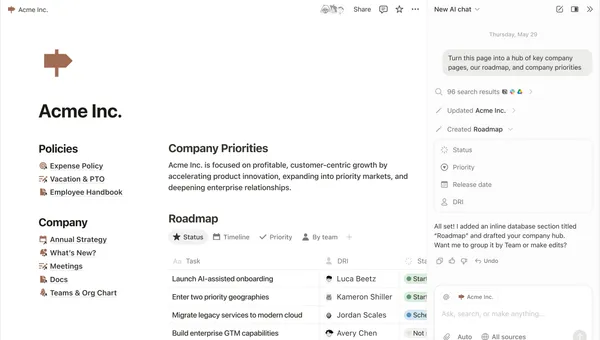 Notion workspace interface